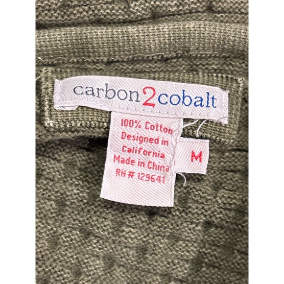 Carbon2Cobalt Olive Textured Knit Hoodie Cotton Pullover Men’s Medium - Picture 4 of 6